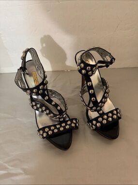 Report Signature Black Studded Strappy platform High Heel Sandals